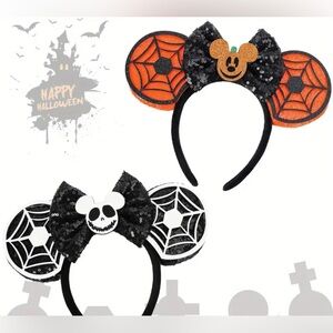 Two x2 Halloween Jack Mickey Ears Headband Nightmare Before Christmas Pumpkin